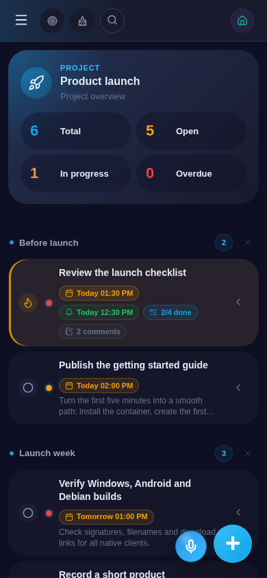 nia-todo project view with sections, priorities, deadlines and progress in the mobile layout